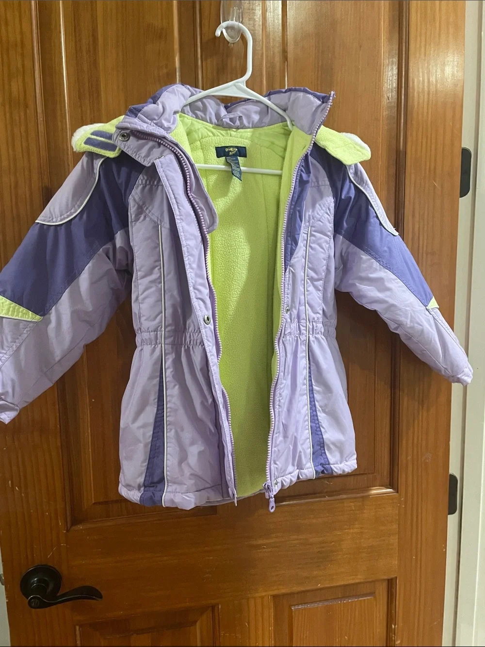 OshKosh B'gosh Lavender and Lime Green Hooded Puffer Jacket